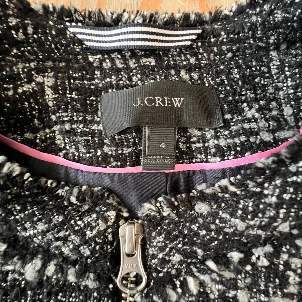 J Crew tweed zip up lady jacket size 4